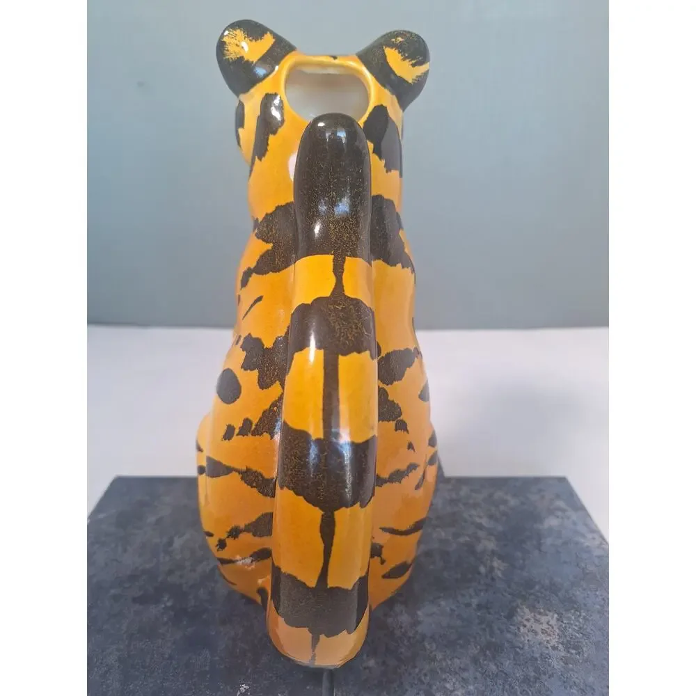 Vintage 1975 R.E.M.O Italy Tiger Ceramic Pitcher Decanter MCM Art Pottery- NM!